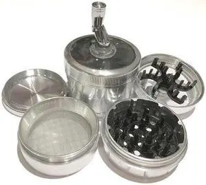 SharpStone Version 2.0 (2.5" Inch) Crank Top Shredder - 4pc, Large, Silver