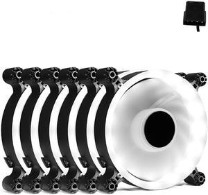Ynpuz 120mm Computer Case Cooling Fan Black Frame and White LED Lights, Sleeve Bearing, Quiet For PC Case/CPU Cooler