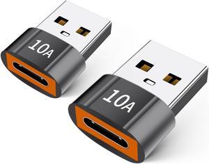 USB C Female to USB Male Adapter 2 Pack 10A Type C to USB Adapter Support PD Fast Charge Data Transfer Compatible iPhone Laptop Computer