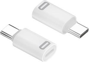 USB C Male to Lightning Female Adapter 2 Pack Fast Charging and Data Sync for iPhone 15 Series iPad Switch Laptop Other Type C Device Not OTG Whrite No Keychain