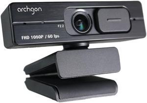 Archgon  Webcam Full HD 1080P/60fps Streaming Low-Light Correction Wide-Angle Lens Webcam with Dual Omni-Directional Microphone, Privacy Cover and Tripod Compatible with Teams Skype and Zoom (C6206)