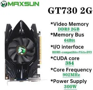 MAXSUN Full NVIDIA GT 730 2GB 4GB GDDR3 DDR5 HDMI-compatible VGA DVI Computer PC Gaming Video 64Bit 128bit Graphics Card GPU/GT730 2GB DDR3