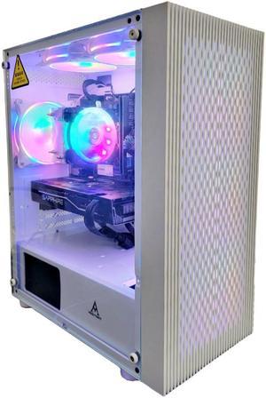 CTO Gaming Mid Tower Tempered Glass White Case with 6 RGB Fans (WIFI Antenna Included)