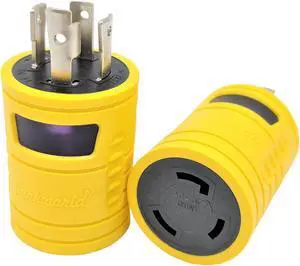 Parkworld 884913 30 AMP Generator Adapter 4-Prong Locking L14-30P Plug to 3-Prong Locking L5-30R Receptacle, Output 30 Amp 125 Volt