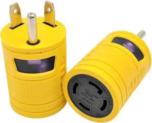 Parkworld 67867 NEMA TT-30P to L14-30R 1-Piece Adapter, RV 30A TT-30 Male Plug to Generator 30A 4-Prong L14-30 Female Receptacle