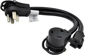 Parkworld 885200 Splitter, RV 50A to 30A & 15A V adapter cord 14-50P male to TT-30R & 5-15R female