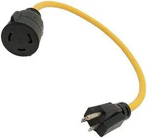 Parkworld 886689 Adapter General 3-Prong 15 AMP 5-15P Male to Generator 3-Prong 30 AMP Locking L5-30R Female
