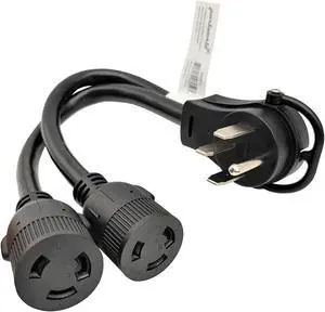 Parkworld 60523 NEMA 14-50P to L6-30R Dual Socket Splitter Cord, RV 50 AMP 4-Prong 14-50 Male Plug to NEMA (2) L6-30 Female Twist Lock Receptacle 250V