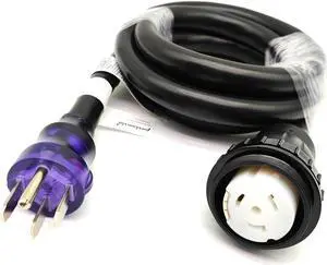 Parkworld 63296 RV Shore Power 50A Extension Cord Adapter , NEMA 14-50P to SS2-50R Straight Plug for Generator 10 ft.