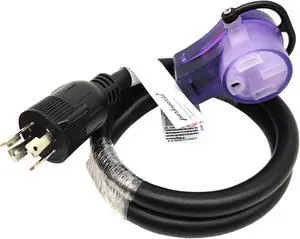 Parkworld 691845A Power Adapter Cord 4-Prong Generator 30A Locking L14-30P Male to RV 50 AMP 14-50R Female with Handle 4 ft.