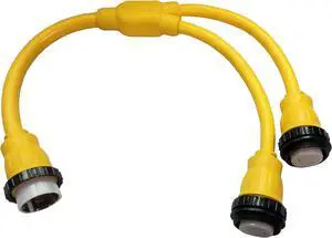 Parkworld 885804 Splitter Marine Shore Power SS2-50P Male Plug to (2) SS1-50R Female Receptacle, (1) 250V to (2) 125V Y Adatper Cord