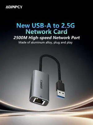 ADJNPCY USB-A to Ethernet Adapter,USB3.0 to 2.5 Gbps Ethernet LAN Network Adapter,Aluminum Portable,for MacBook , and Later, Lenovo and Later, XPS ADJNPCY USB-A to Ethernet Adapter,USB3.0 to 2.5 Gbps Ethernet LAN Network Adapter,Aluminum Portable,for MacBook , and Later, Lenovo and Later, XPS
