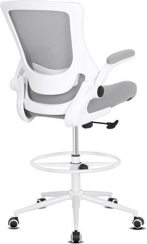 Misolant Tall Office Chair, Drafting Chair for Standing Desk, Office Chair with Adjustable Lumbar Support, Flip-up Arm and Move Footrest, Ergonomic Desk Chair Home Office Chair (Gray)