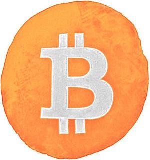 Orange Bitcoin (BTC) Rounded Stuffed Plush Pillow with Embroidered Logo Cryptocurrency Crypto Currency Decoration