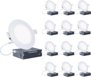 Infibrite 6 Inch 2700K Soft White 12W 1050LM Thin LED Ceiling Light Kit, Dimmable, Wet Rated (12 Pack)