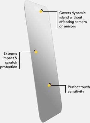 BodyGuardz Pure 3 Privacy Tempered Glass Screen Protector - iPhone 15 Pro Max/15 Plus
