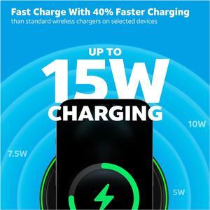 "AT&T 15W Premium Wireless Charging Pad Charges 40% Faster on Select Devices Than Standard Wireless Chargers Black "