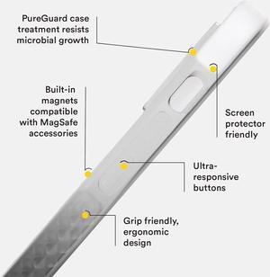 BodyGuardz Ace Pro with MagSafe Clear Phone Case for iPhone 14 Plus, Non-Slip Grip, Shockproof, 5G, MagSafe and Qi Charging, 14 Foot Drop Protection - White/Black
