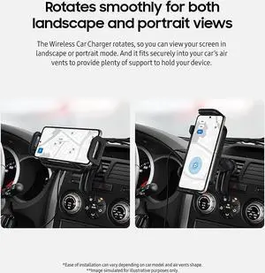 Samsung Wireless Car Charger Compatible With Galaxy Z (Fold, Flip), S, Note Series Phones Black