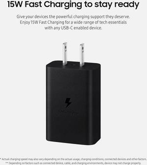 Samsung 15W Type C Wall Charger with USB-C Cable | Color: Black