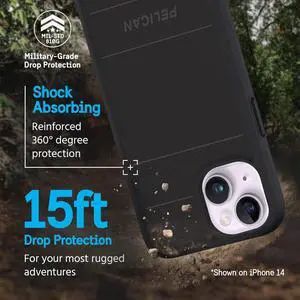 Pelican Protector Magnetic Built In Magnets Work With Magsafe Black Case For iphone 6.1 2023/ iphone 14/13