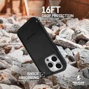 Pelican Protector Series - iPhone 15 Pro Case 6.1" [Compatible with MagSafe] Magnetic Phone Case with Anti-Scratch Tech [16ft MIL-Grade Drop Protection] Protective Cover for iPhone 15 Pro - Black