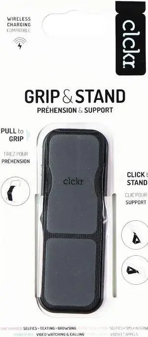 CLCKR Phone Grip and Stand for Phones, Tablets and More - Black