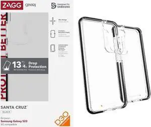 ZAGG Gear4 Santa Cruz Samsung Galaxy S23 Series Phone Case, D30 Drop Protection up to 13ft / 4m, Scratch=Resistant Clear Phone Case, Works with Wireless Charging Systems, Edge-to-Edge Protection