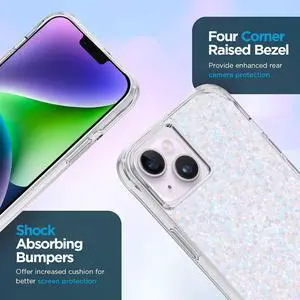 Case-Mate iPhone 14 Case/iPhone 13 Case - Twinkle Diamond [10ft Drop Protection] [Compatible with MagSafe] Luxury Cover with Cute Bling Sparkle for iPhone 14/13 6.1", Anti-Scratch, Shock Absorbent