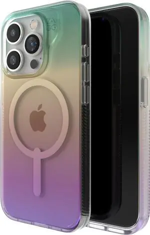 ZAGG Milan Snap iPhone 15 Pro Case - Drop Protection (13ft/4m), Durable Graphene, Scratch-Resistant, Wireless Charging MagSafe Case, Iridescent