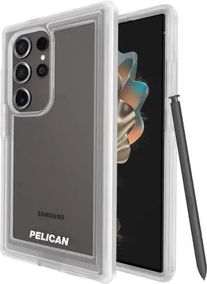 Pelican Voyager - Samsung Galaxy S24 Ultra Case [6.8"] [18ft MIL-STD Drop Protection] [Wireless Charging] 2 Piece (Heavy Duty Cover and Belt Clip Holster Stand) Case for Samsung Galaxy S24 Ultra-Clear