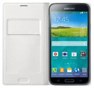 SAMSUNG Galaxy S5 Flip Wallet Case Cover I Color: Metallic White