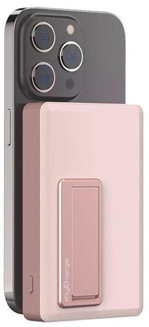 MyCharge Maglock Wireless Magnetic Powerbank for Magsafe Case with 1.8X Built-in USB-C Port & Viewing Stand | Color: Pink