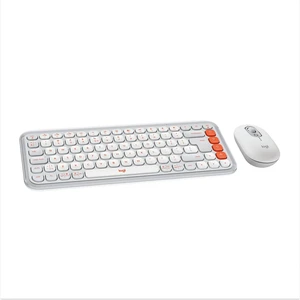 Logitech POP ICON Wireless Bluetooth Keyboard and Mouse Combo, White Orange Logitech POP ICON Wireless Bluetooth Keyboard and Mouse Combo, White Orange