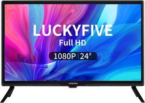 Luckyfive 24'' Full HD 1080P Smart TV with Google Play, Support Digital Television, Screen Mirroring, WiFi,Bluetooth, Smart Free Download APPs, Wall Mountable, Slim Bezel TV Compatible for Home Office