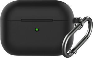Compatible with Airpods Pro Case,Soft Silicone Skin Case Cover Shock-Absorbing Protective Case with Keychain [Front LED Visible] (Black)-2packs