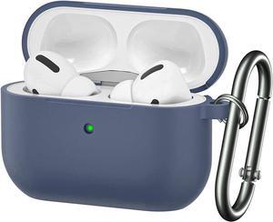 For Airpods Pro Case,Soft Silicone Skin Cover Shock-Absorbing Protective Case with Keychain for Apple Airpods Pro [Front LED Visible] Blue - 2packs