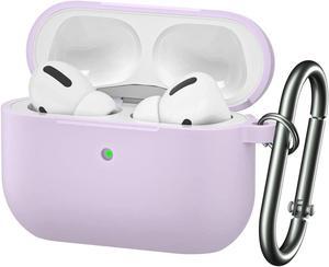 Compatible with Airpods Pro Case,Soft Silicone Skin Case Cover Shock-Absorbing Protective Case with Keychain [Front LED Visible] (2packs-Purple)
