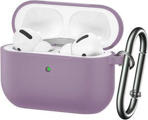 For Airpods Pro Case,Soft Silicone Skin Cover Shock-Absorbing Protective Case with Keychain for Apple Airpods Pro [Front LED Visible] (Dust Purple)-2packs