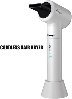 Wireless Hair Dryer with 600Watt USB Output Blower and Battery Split Design Rechargeable Hair Blower 12 Gears Air Speed Temperature Modes Adjustment Suitable for Outdoor Travel Holiday Home Profession