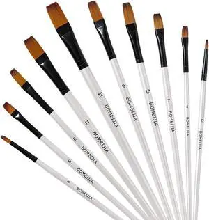Flat Paint Brush Set for Acrylic Watercolor & Oil Painting,12pcs | Flat Paint Brush Set, Art Painting Brushes for Acrylic, Watercolor, Oil, Gouache, Craft, Detail, Face Body Painting Flat Paint Brush Set for Acrylic Watercolor & Oil Painting,12pcs | Flat Paint Brush Set, Art Painting Brushes for Acrylic, Watercolor, Oil, Gouache, Craft, Detail, Face Body Painting