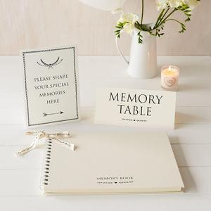 ANGEL & DOVE Luxury A4 Ivory Memory Book & 2 Sign Set (12" x 8") - Remembrance, Condolence, Celebration of Life