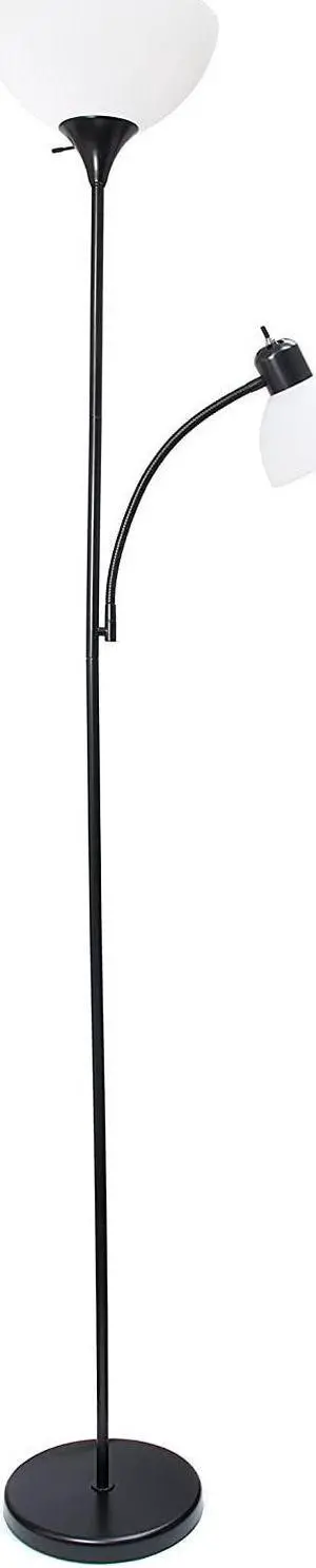 Simple Designs LF2000-BLK Mother-Daughter Floor Lamp with Reading Light, Black