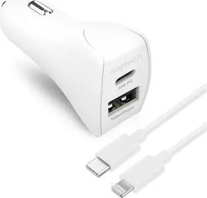 Naztech 20W USB-C PD & 12W USB-A Fast CLA Car Charger with USB-C to Lightning