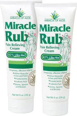 Miracle Rub Pain Relieving Cream with 42% Aloe, 8 oz tube (2 Pack)