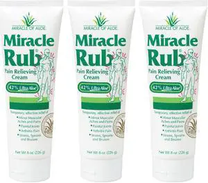 Miracle Rub Pain Relieving Cream with 42% Aloe, 8 oz Tube (3 Pack)