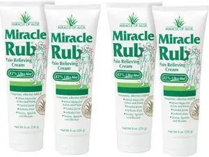 Miracle Rub Pain Relieving Cream with 42% Aloe, 8 oz Tube (4 Pack)