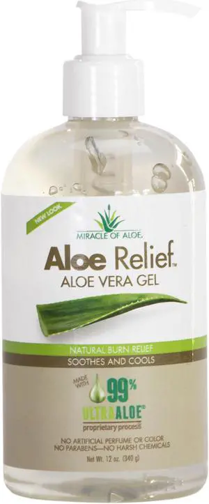 Aloe Relief 99% Pure Aloe Vera Gel, 12 ounce bottle with pump