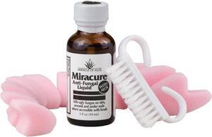 Miracure Anti-Fungal Treatment 1 ounce bottle with 10 Toe Separators and Brush with UltraAloe
