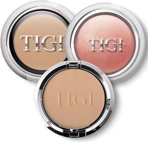 TIGI Cosmetics Crème Concealer Medium, Powder Foundation Allure and Glow Blush Awaken
